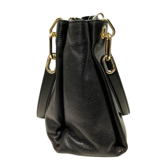 Michael Kors Trisha Black Pebbled Leather Purse Handbag Triple Gusset - Picture 7 of 13